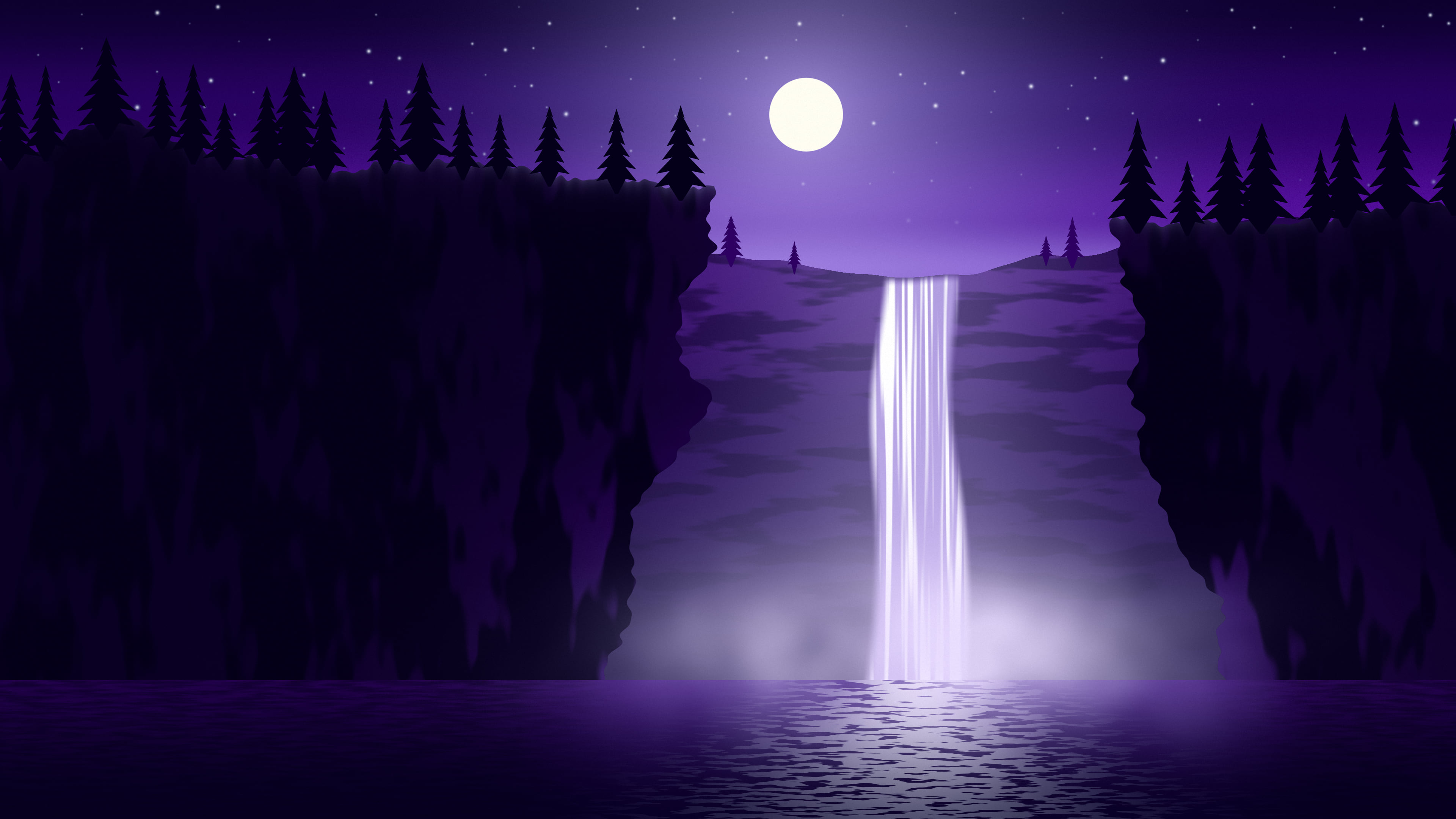 Purple Waterfall desktop wallpaper in 4K