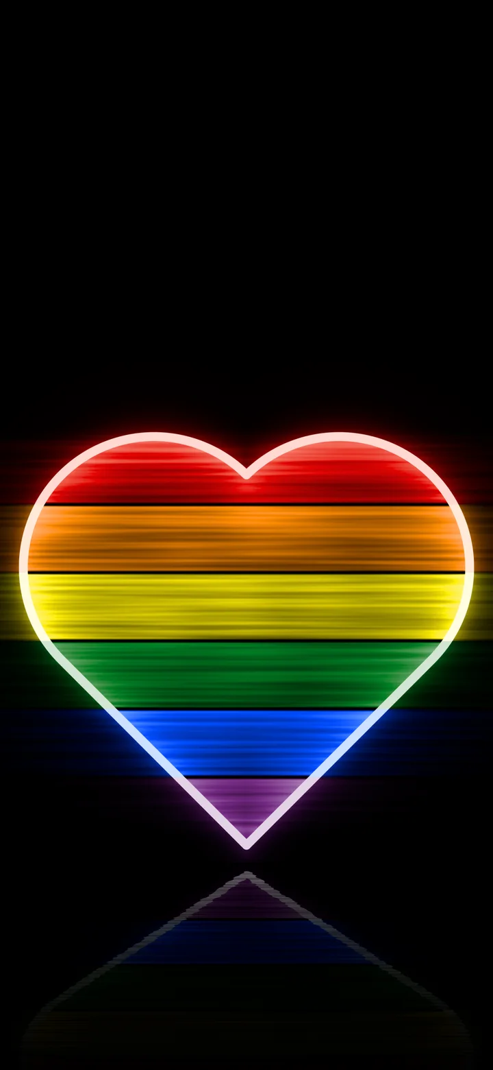 Rainbow Neon Heart Pride Flag wallpaper for iPhone and Android