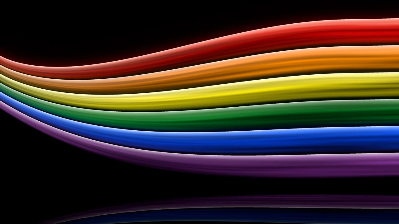 Rainbow Pride Flag Light Streams desktop wallpaper in 4K