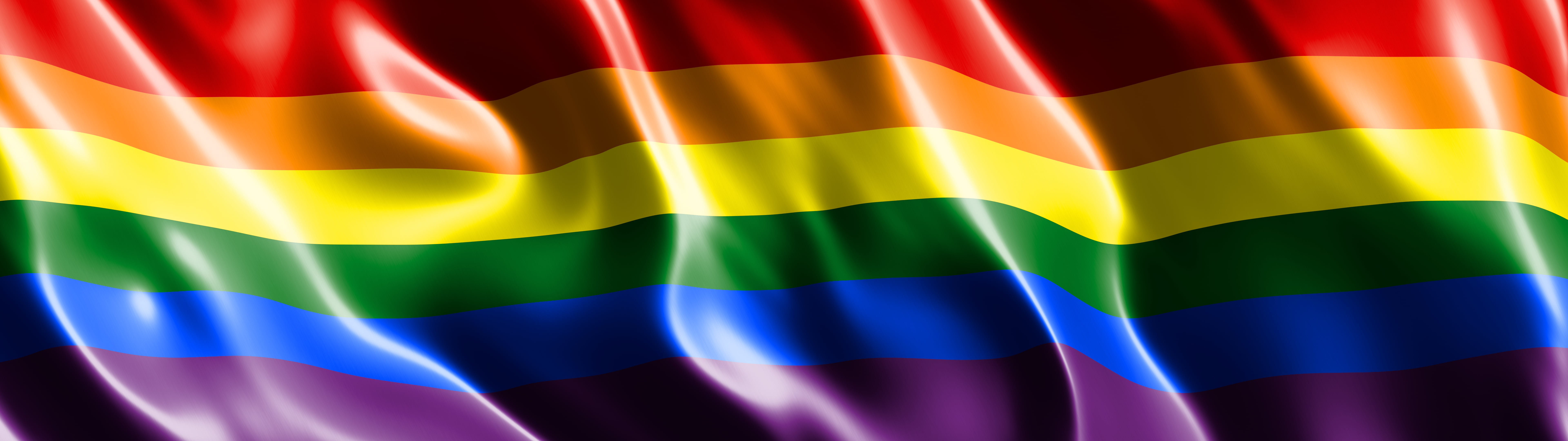 Rainbow Silk Pride Flag dual monitor wallpaper, 7680 × 2160