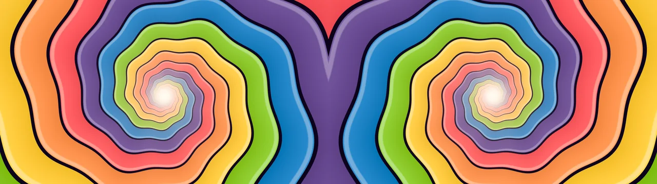 Rainbow Trippy Spiral Tunnel dual monitor wallpaper, 7680 × 2160