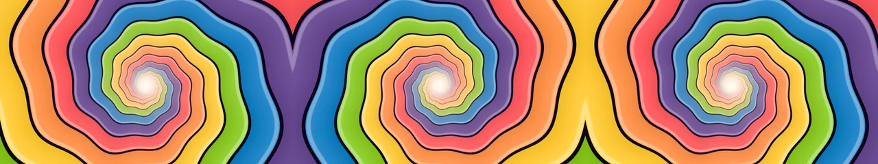 Rainbow Trippy Spiral Tunnel triple monitor wallpaper, 7680 × 1440