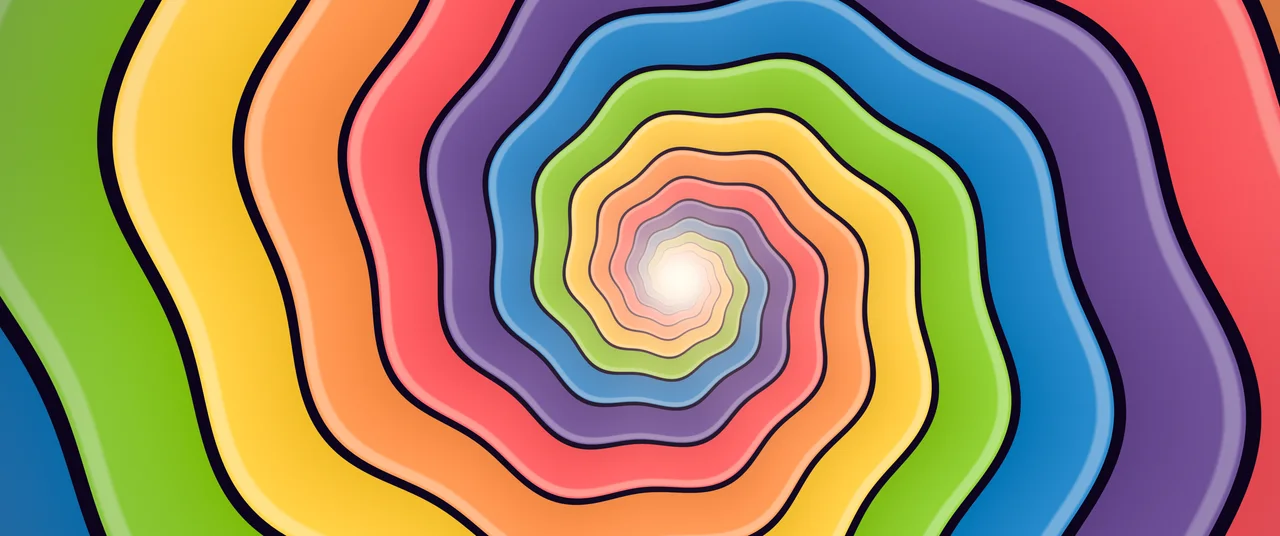 Rainbow Trippy Spiral Tunnel ultrawide wallpaper, 3440 × 1440