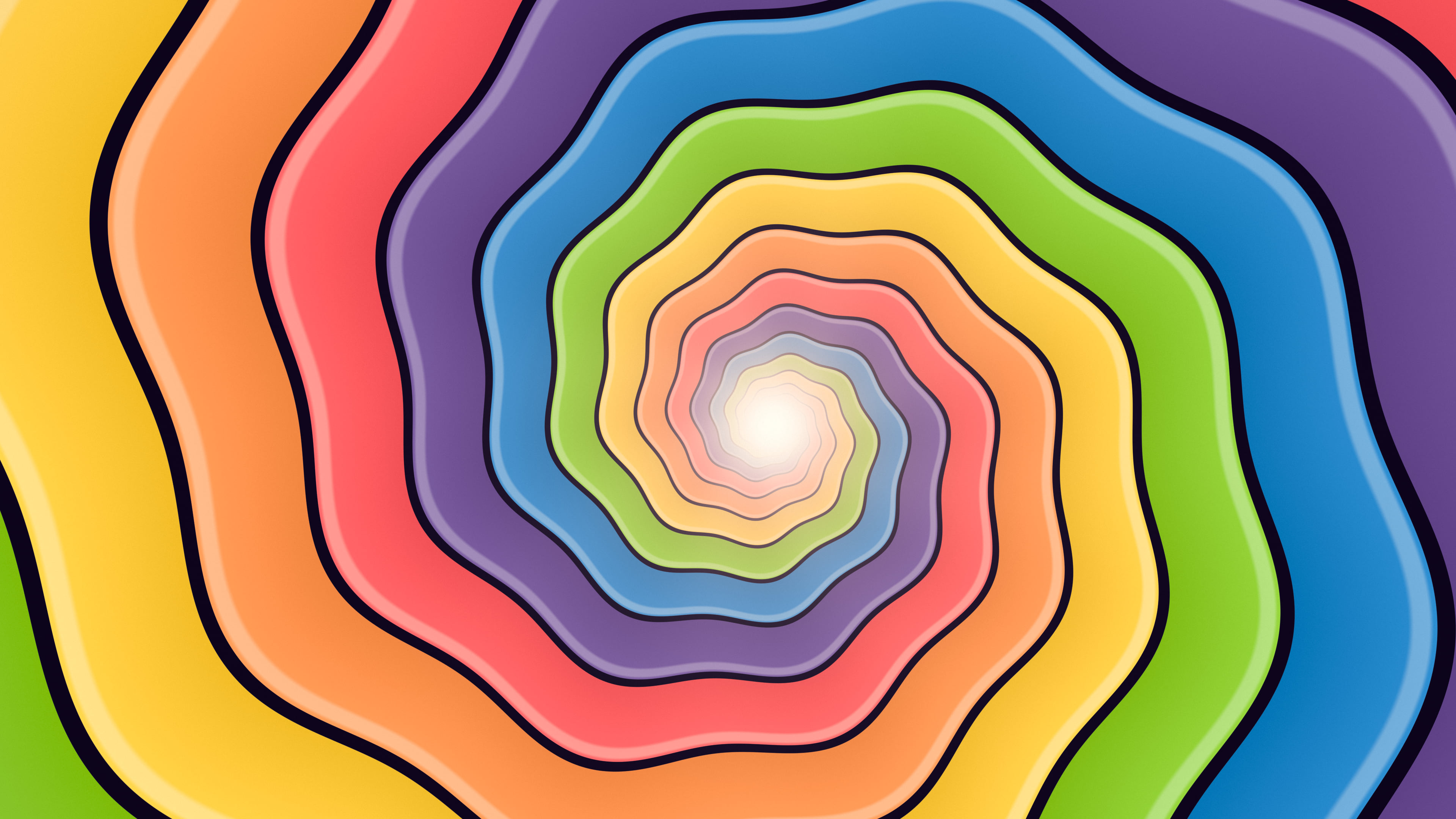 Rainbow Trippy Spiral Tunnel desktop wallpaper in 4K