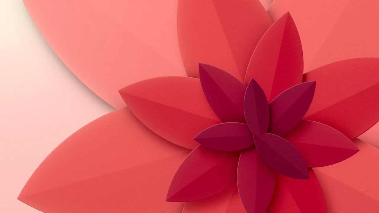 Red 3D Paper Cut Abstract Petals desktop wallpaper in 4K