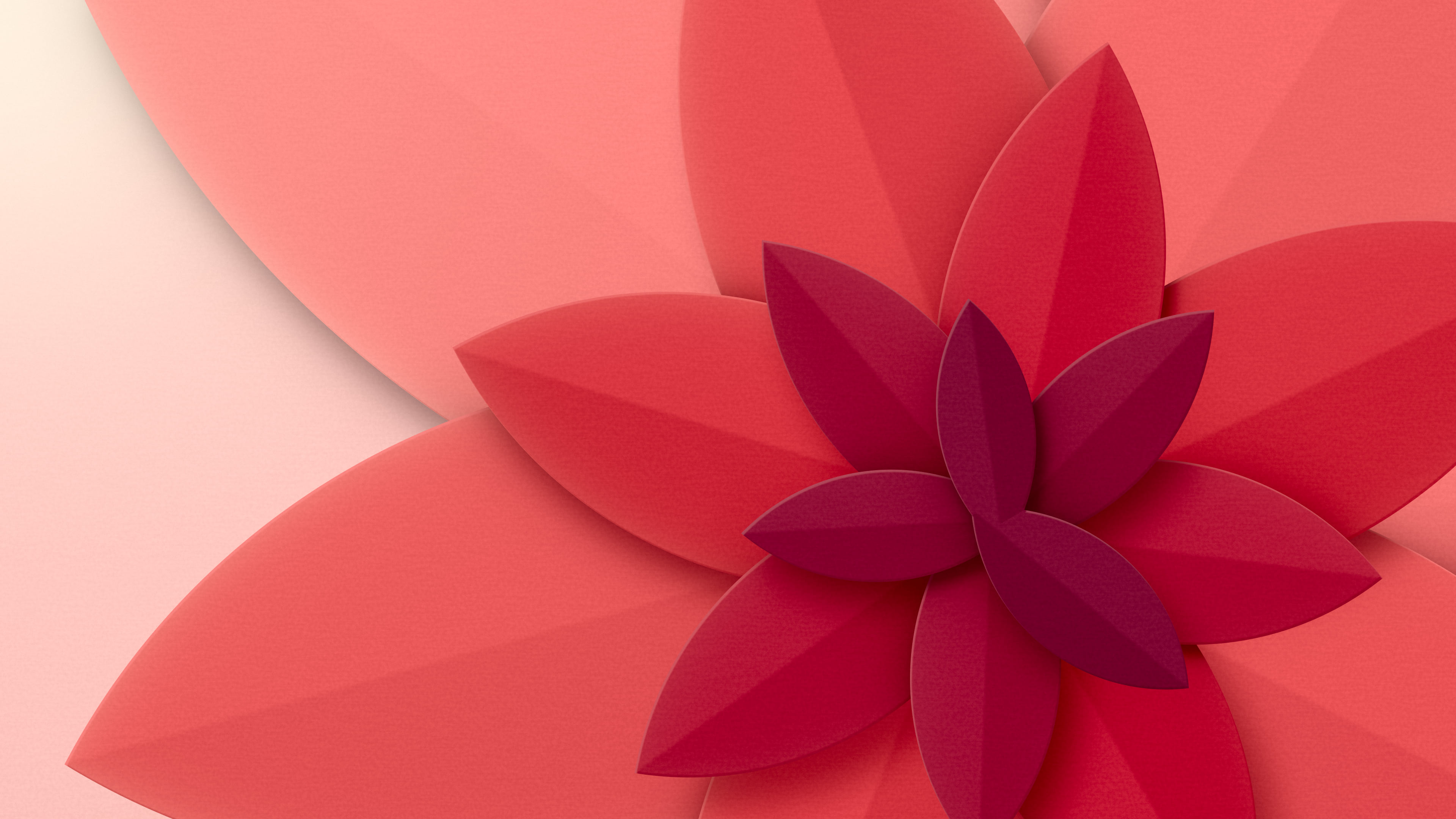 Red 3D Paper Cut Abstract Petals desktop wallpaper in 4K