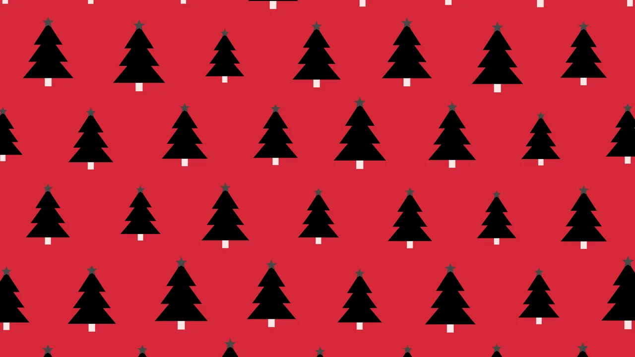Red and Black Christmas Tree Pattern desktop wallpaper in 4K