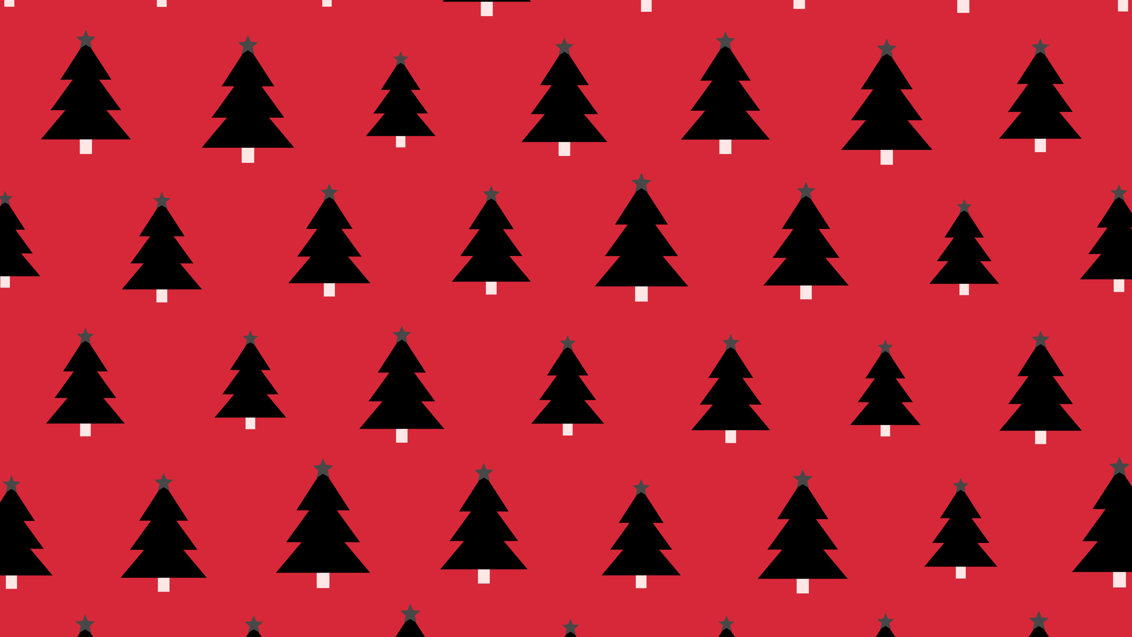 Red and Black Christmas Tree Pattern desktop wallpaper in 4K