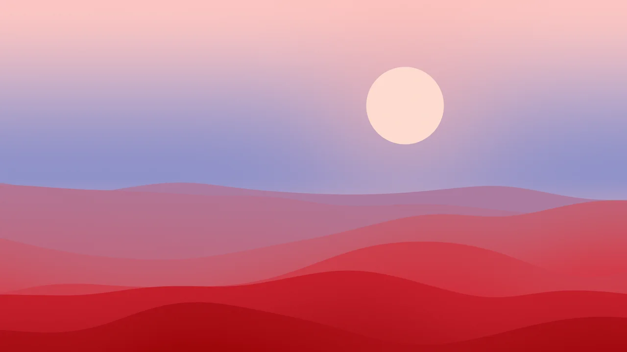 Red and Blue Minimalist Desert Dunes desktop wallpaper in 4K