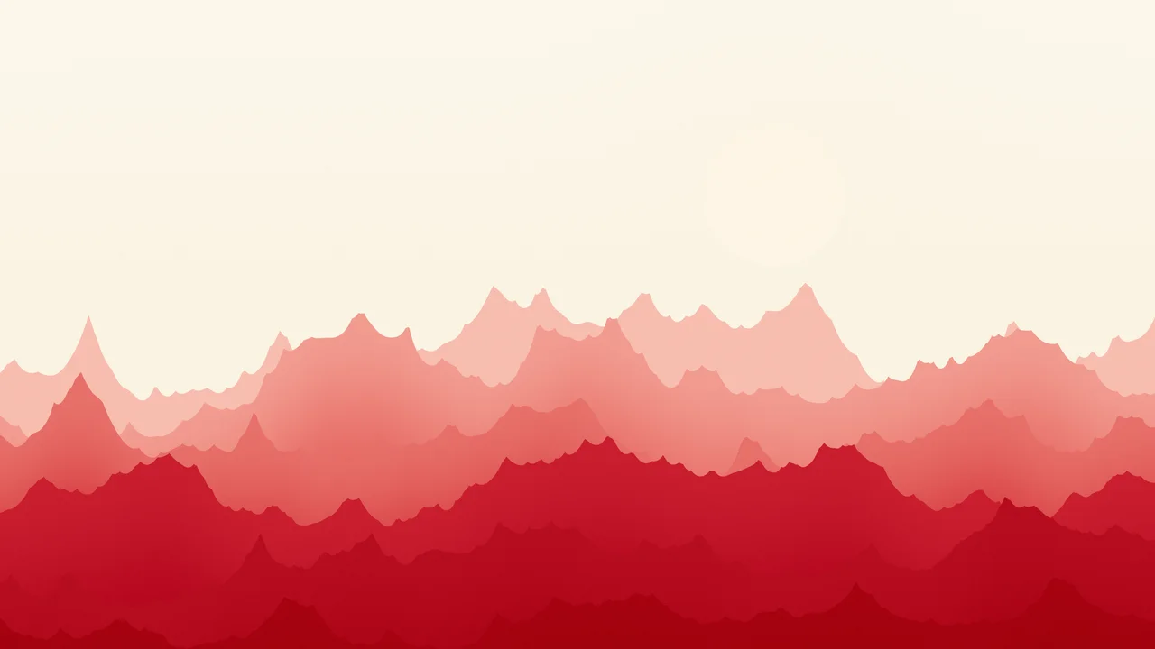 Red and Cream Minimalist Mountain Landscape desktop wallpaper in 4K