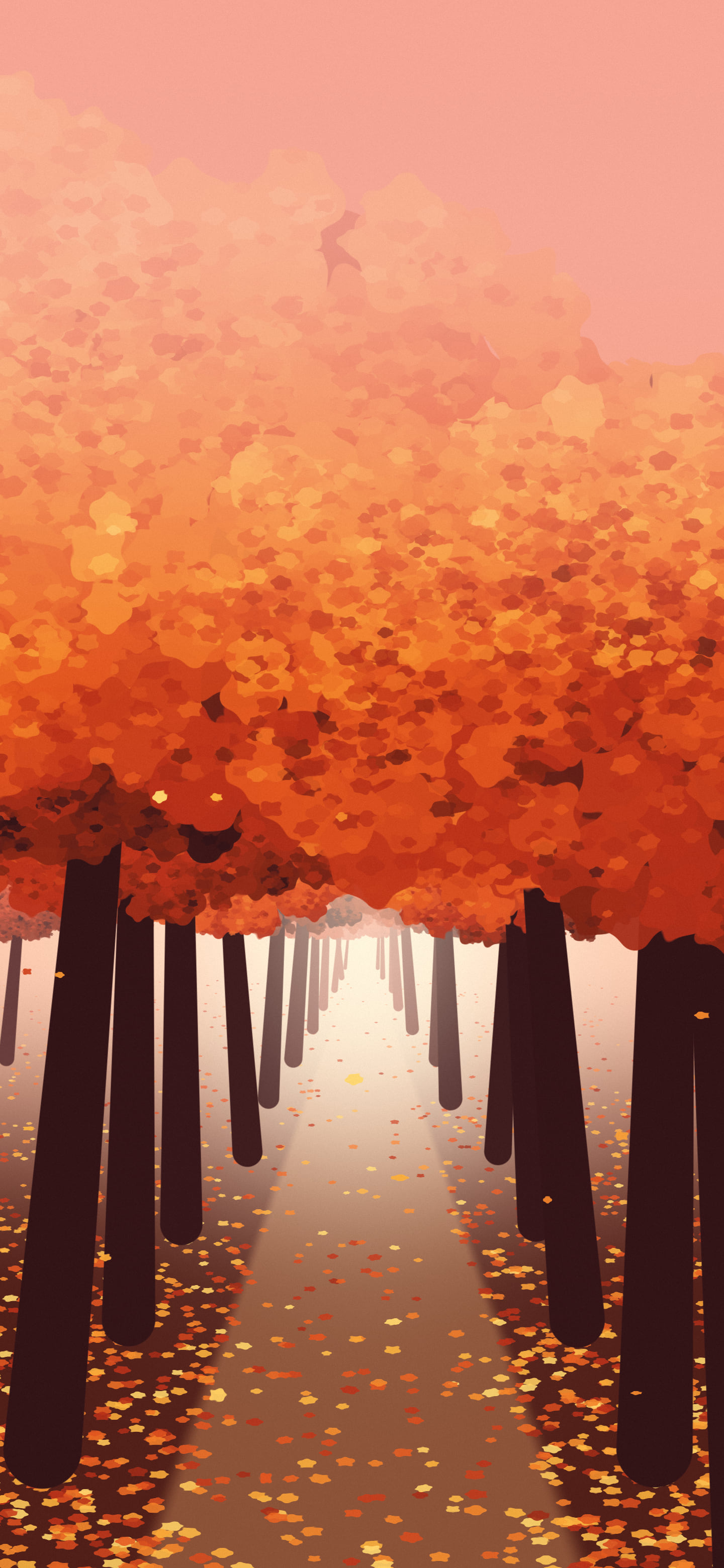Red Autumn Path wallpaper for iPhone and Android