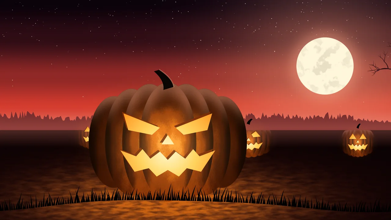 Red Carved Jack O Lantern desktop wallpaper in 4K