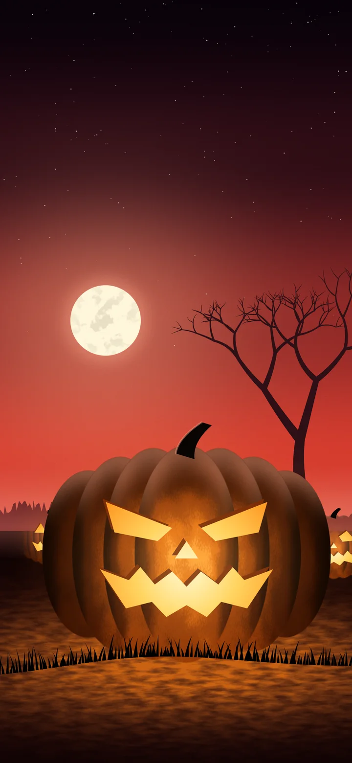 Red Carved Jack O Lantern wallpaper for iPhone and Android