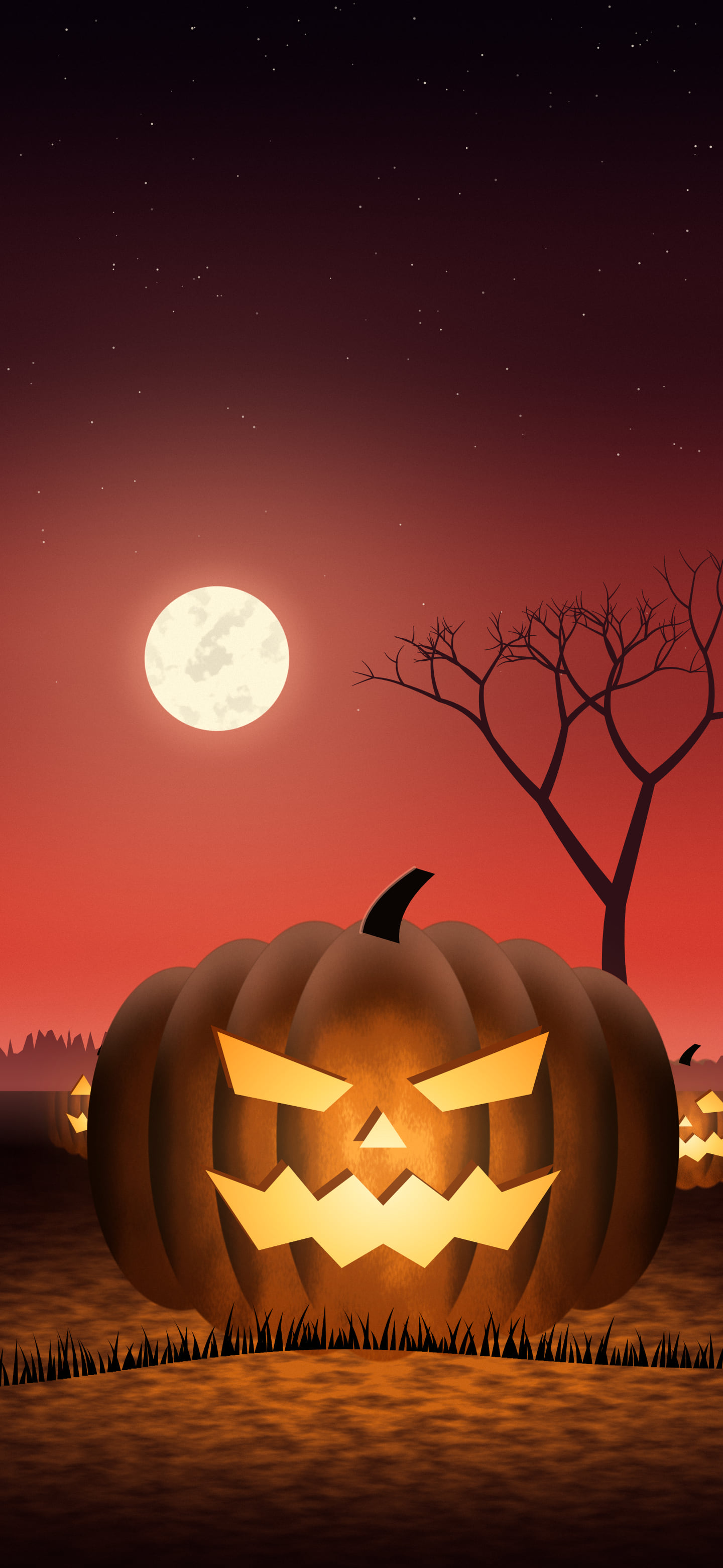 Red Carved Jack O Lantern wallpaper for iPhone and Android