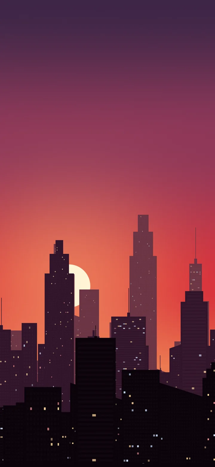 Red City Skyline Sunset wallpaper for iPhone and Android