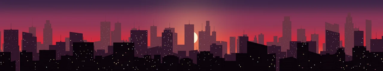 Red City Skyline Sunset triple monitor wallpaper, 7680 × 1440