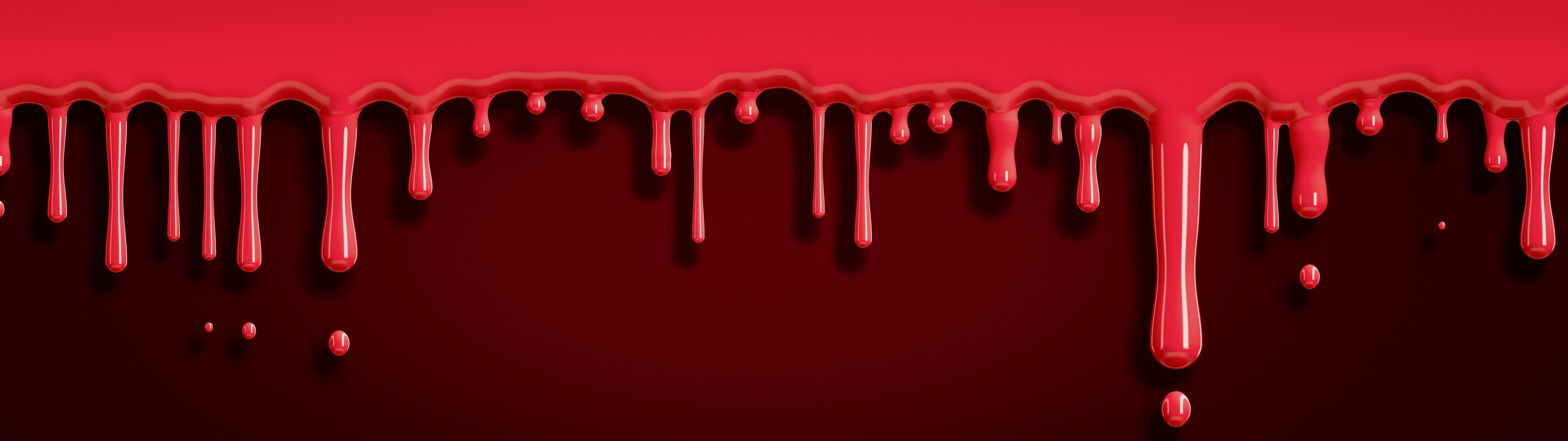 Red Dripping Slime dual monitor wallpaper, 7680 × 2160