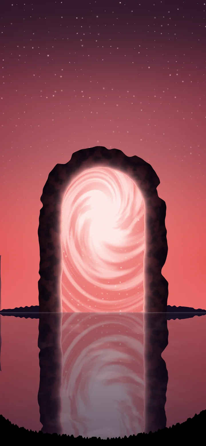 Red Fantasy Stone Portal wallpaper for iPhone and Android