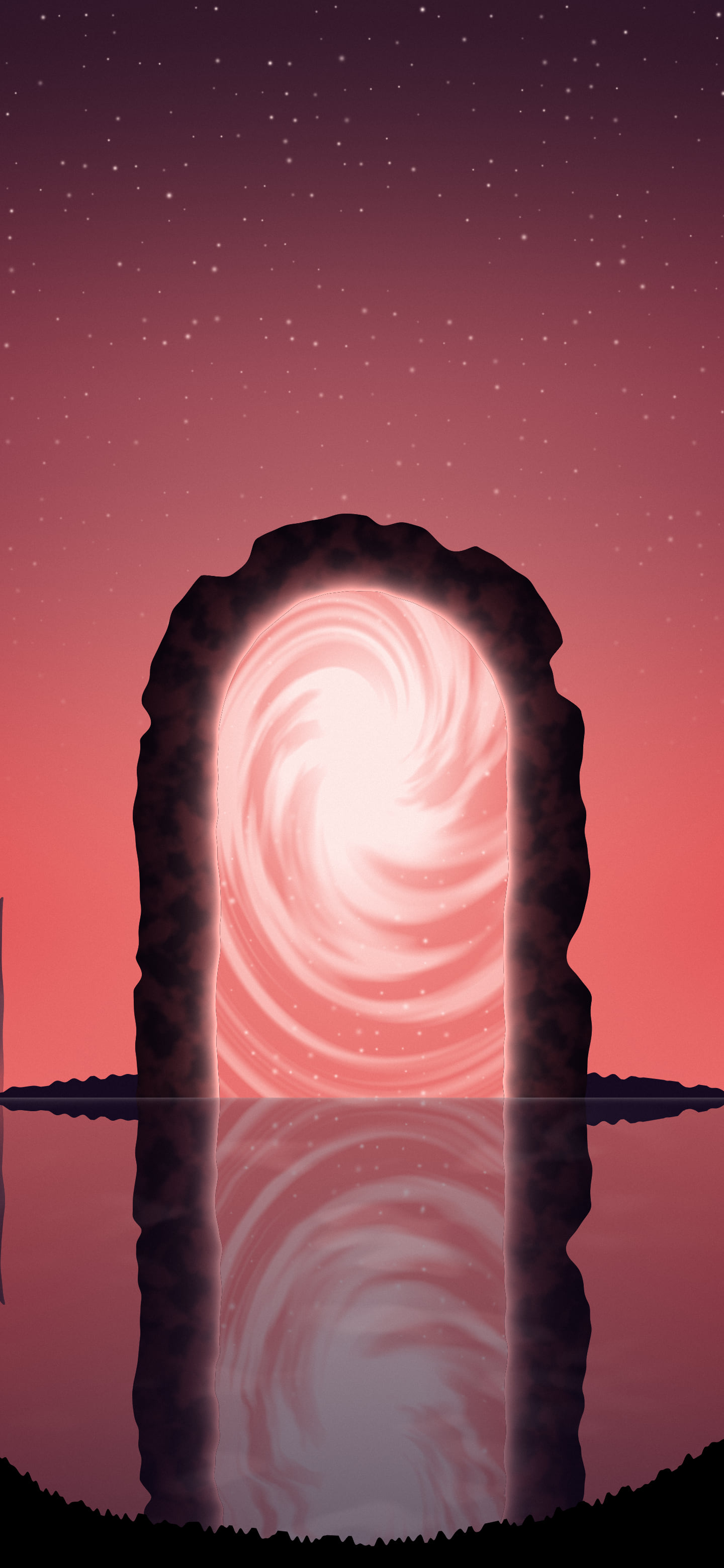 Red Fantasy Stone Portal wallpaper for iPhone and Android