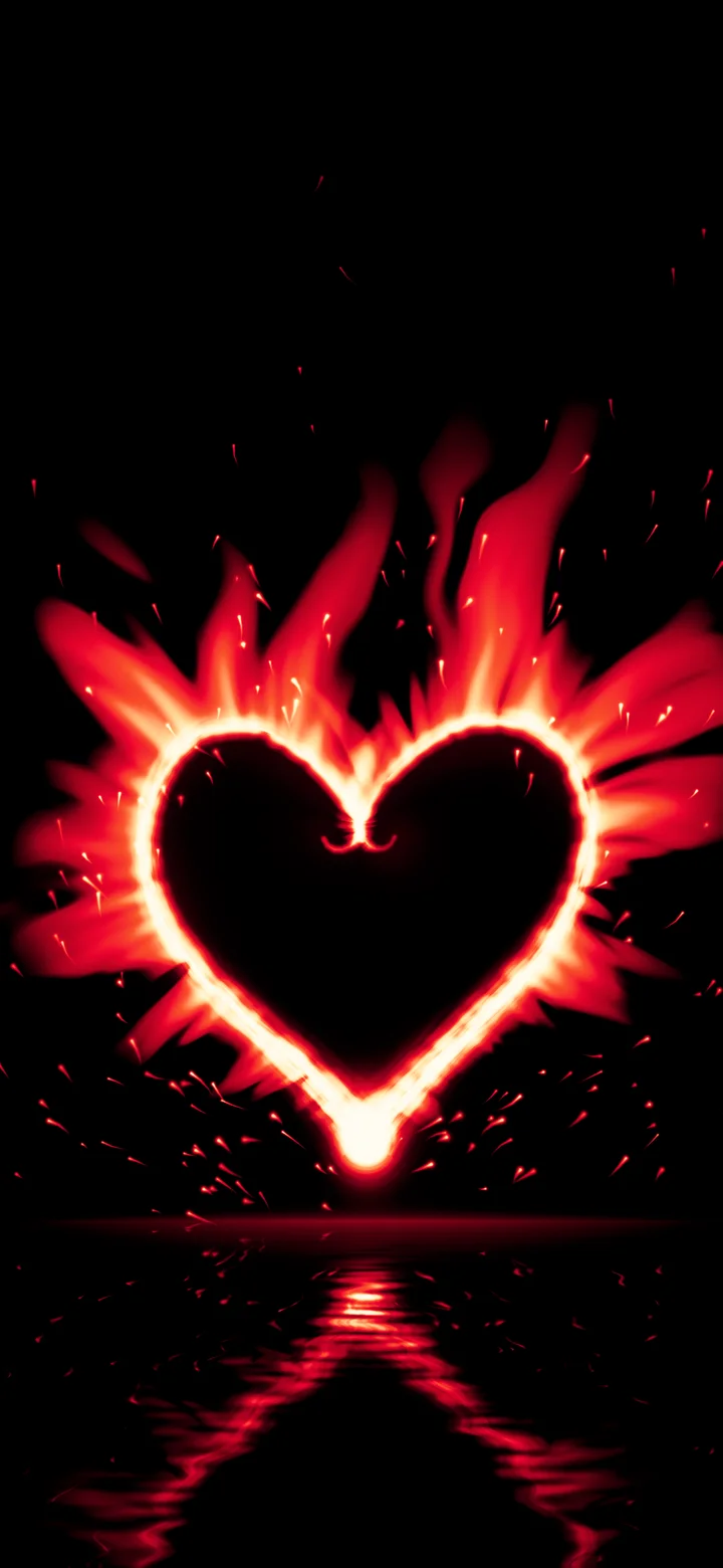 Red Fire Heart wallpaper for iPhone and Android