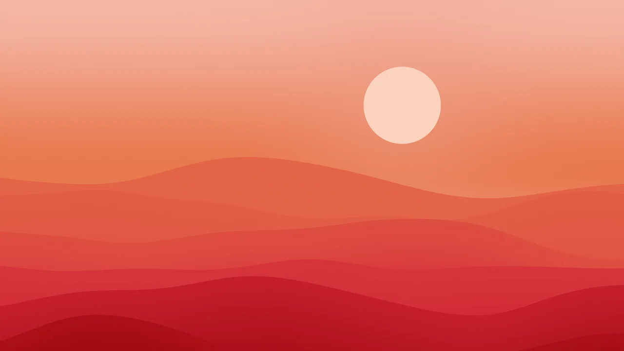 Red Minimalist Desert Dunes desktop wallpaper in 4K