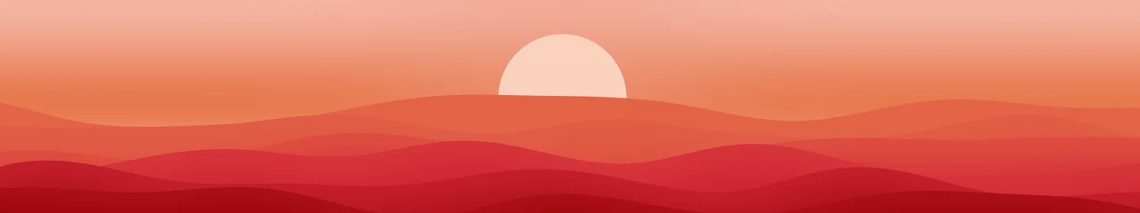 Red Minimalist Sunset Hills triple monitor wallpaper, 7680 × 1440
