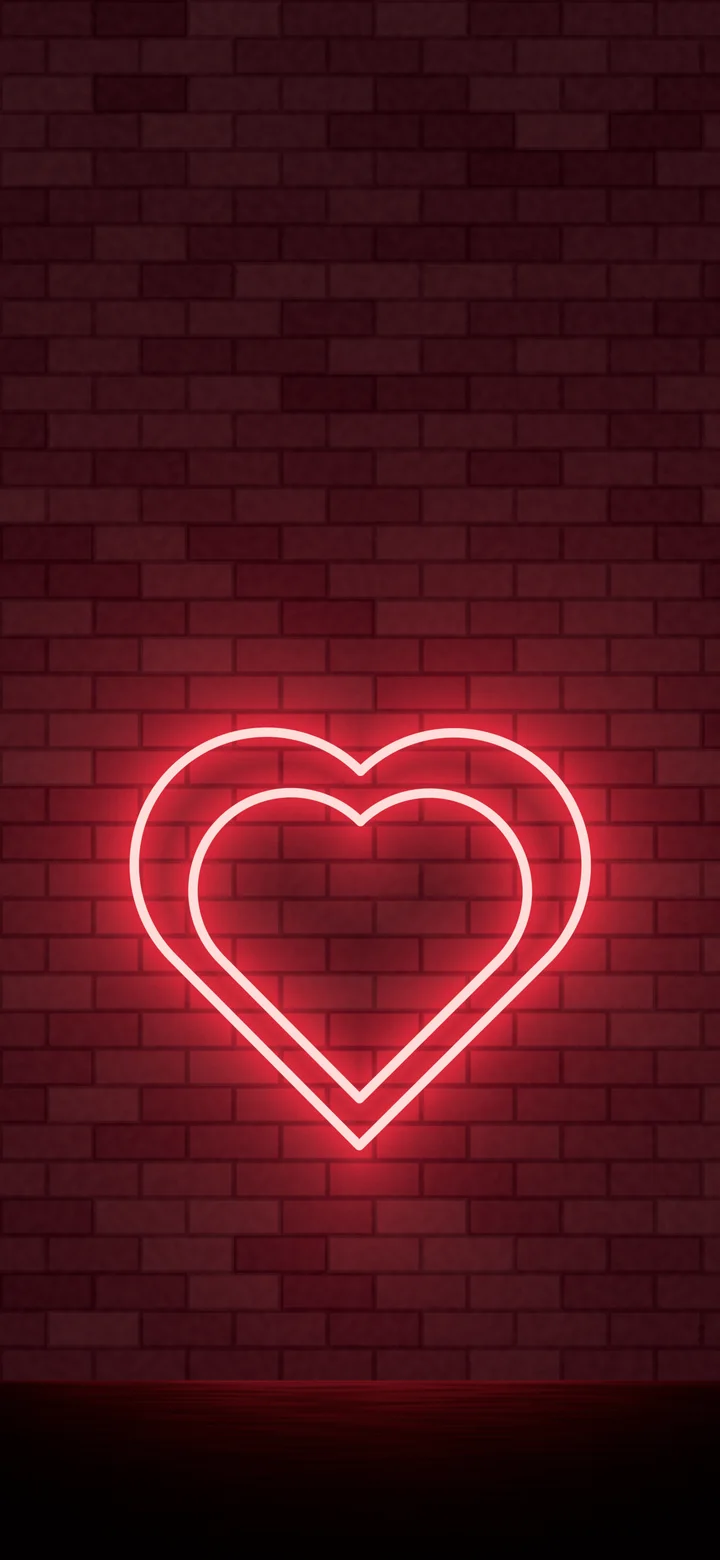 Red Neon Heart wallpaper for iPhone and Android