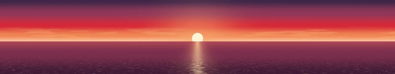 Red Ocean Sunset triple monitor wallpaper, 7680 × 1440