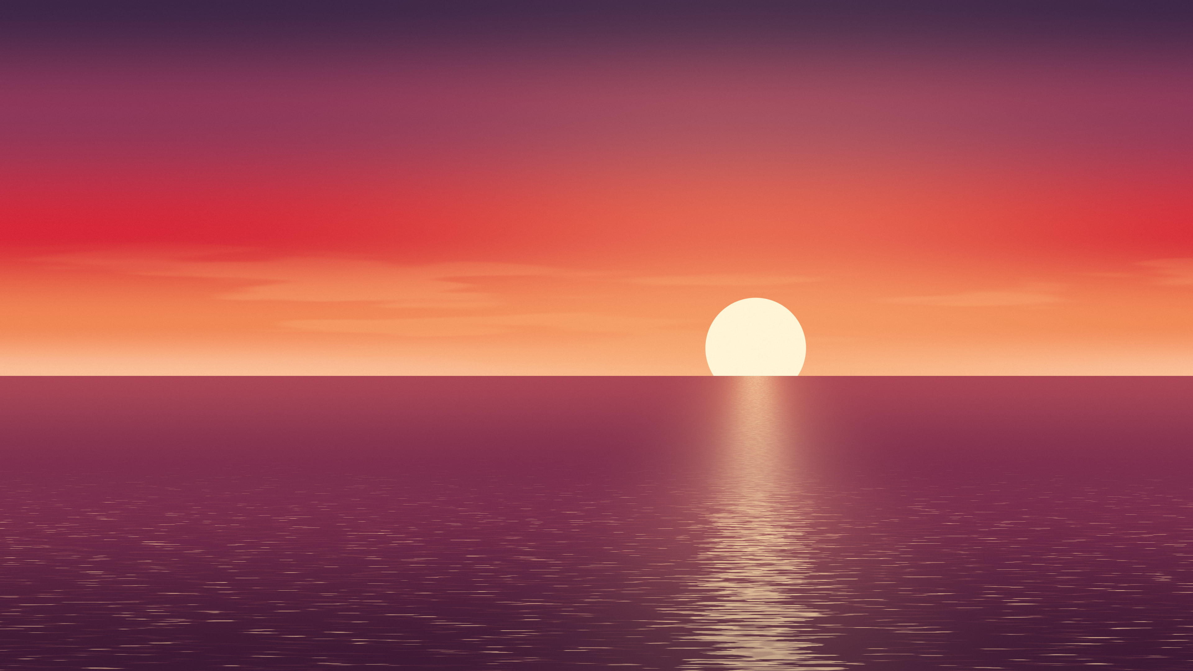 Red Ocean Sunset desktop wallpaper in 4K