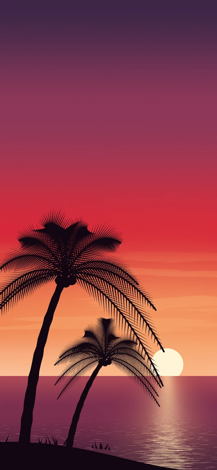 Red Palm Tree Sunset wallpaper for iPhone and Android