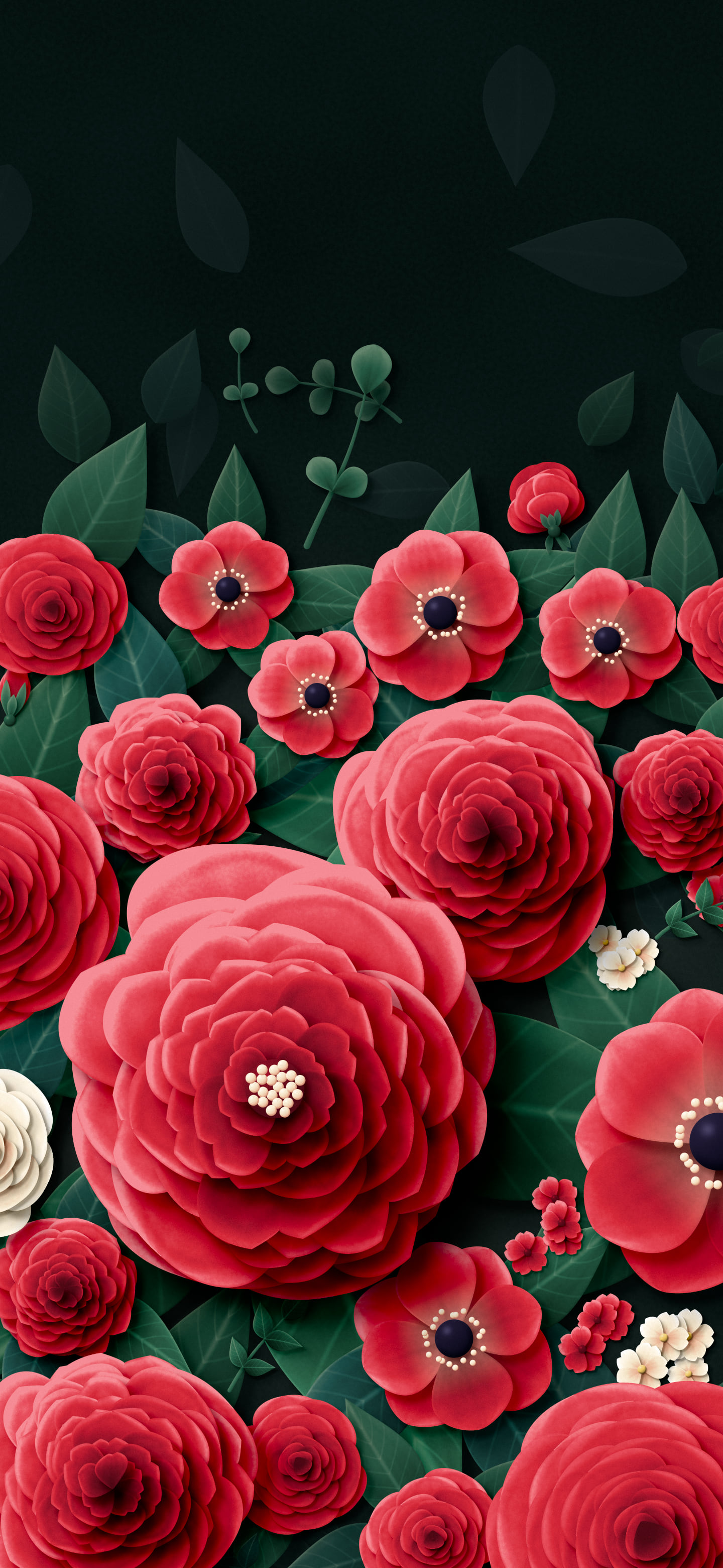 Red Paper Flower Garden wallpaper for iPhone and Android