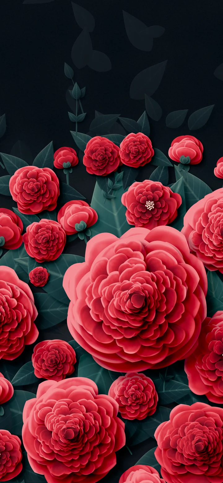 Red Paper Peonies wallpaper for iPhone and Android