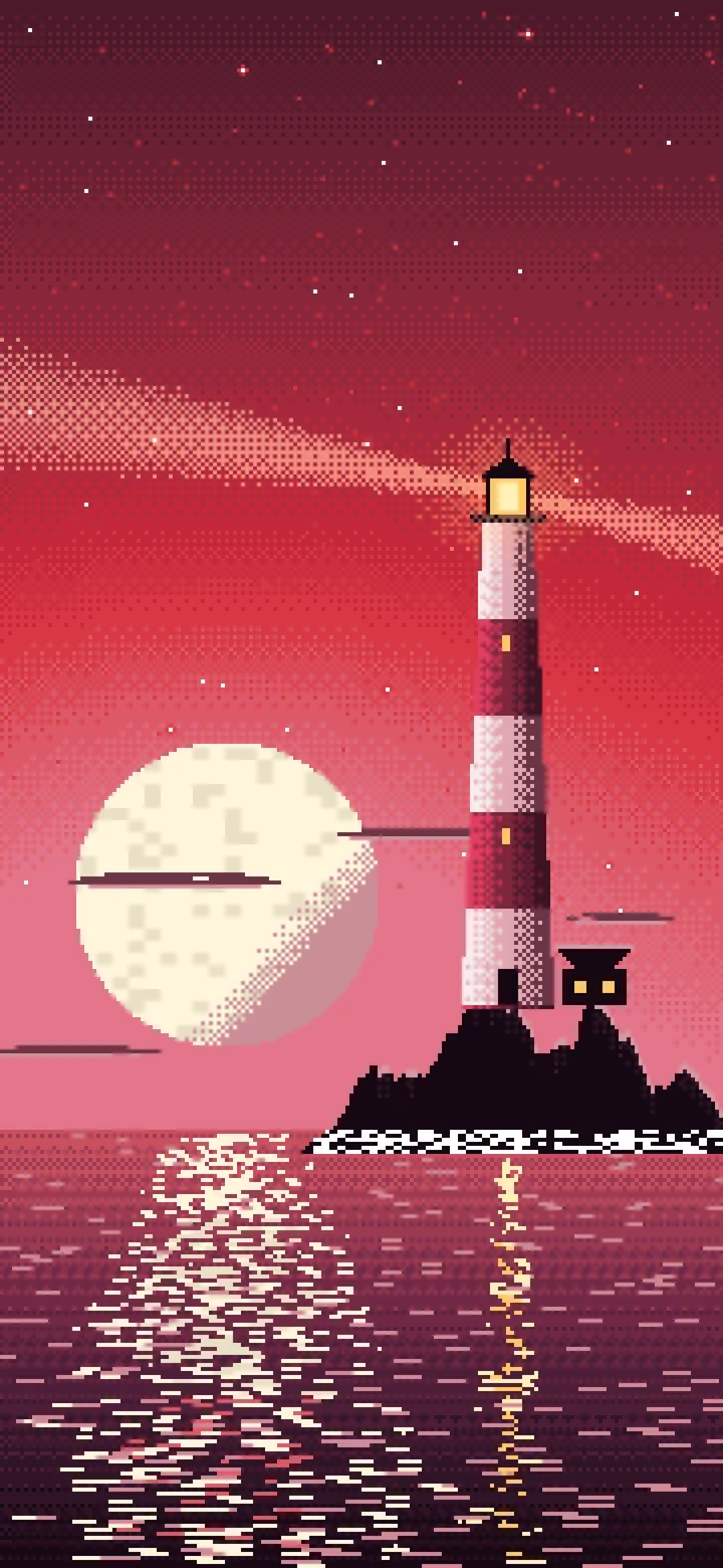Red Pixel Art Lighthouse wallpaper for iPhone and Android