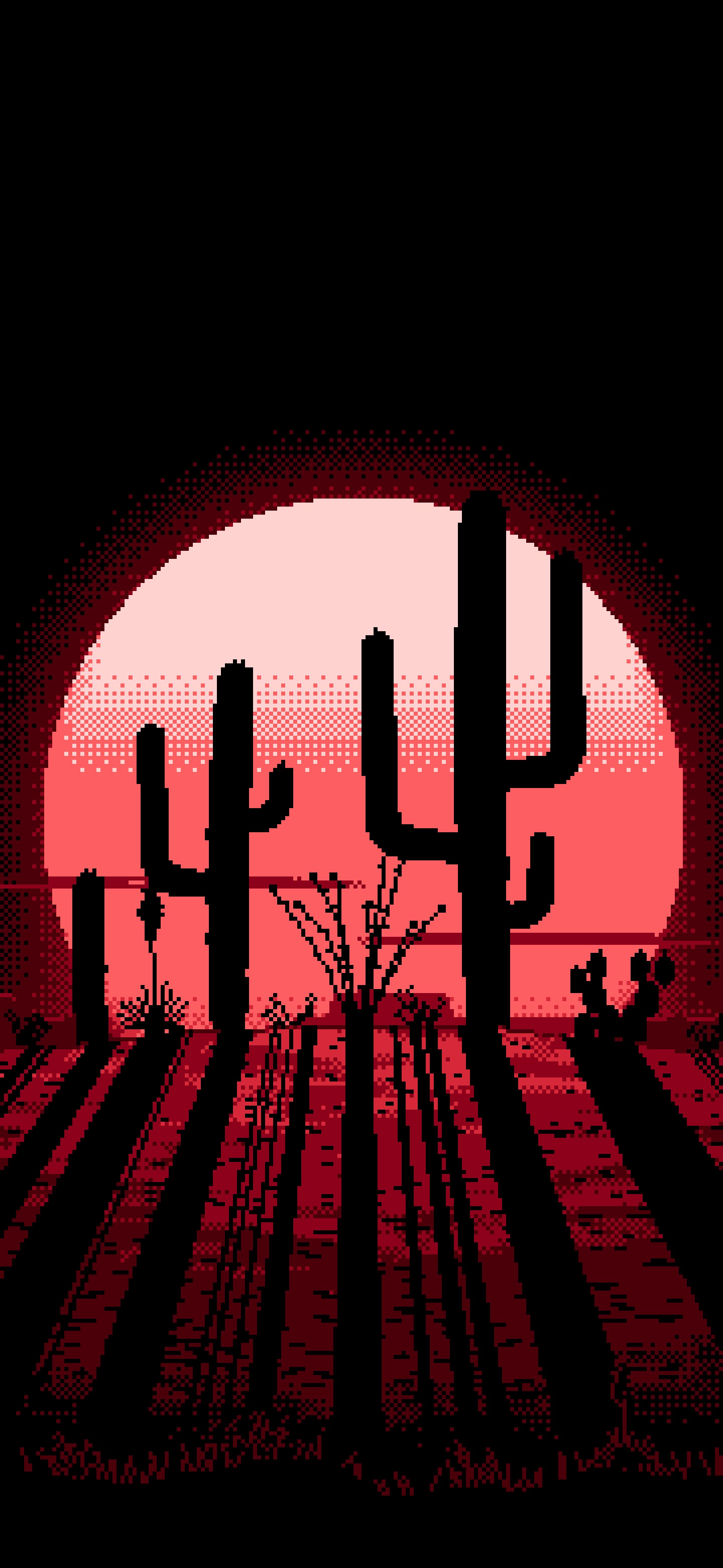 Red Pixel Art Saguaro Cactus Desert wallpaper for iPhone and Android
