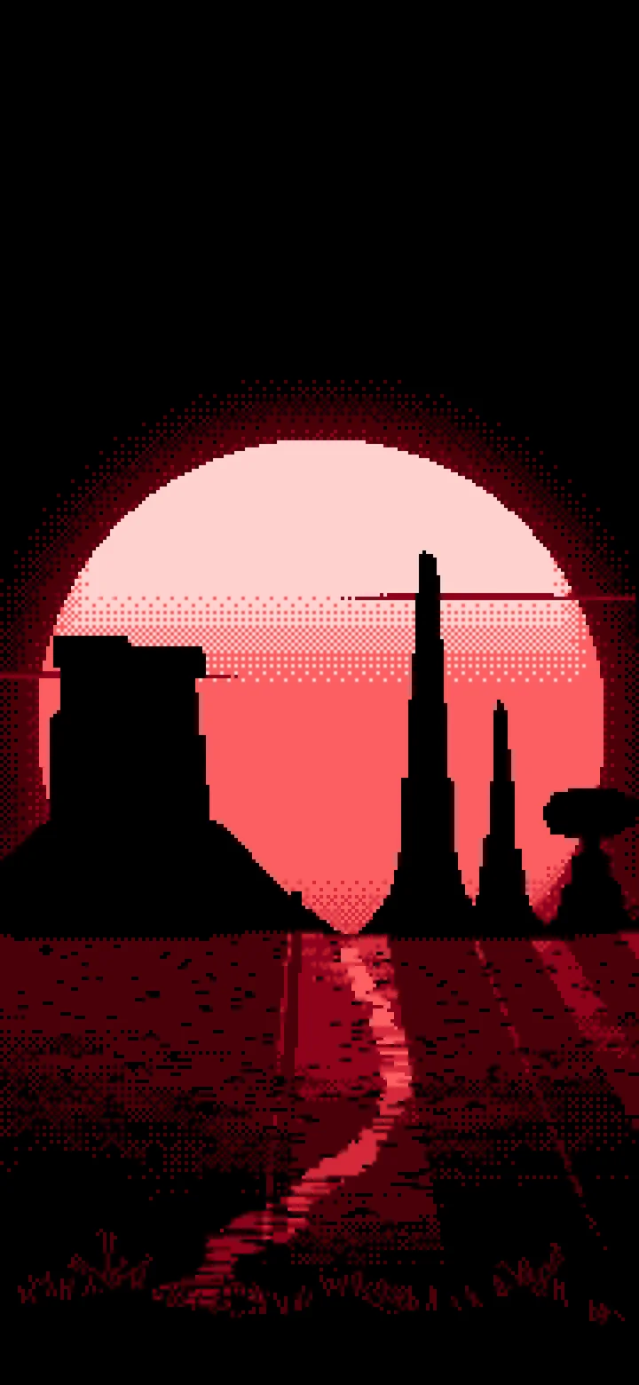 Red Pixel Art Western Desert Buttes wallpaper for iPhone and Android