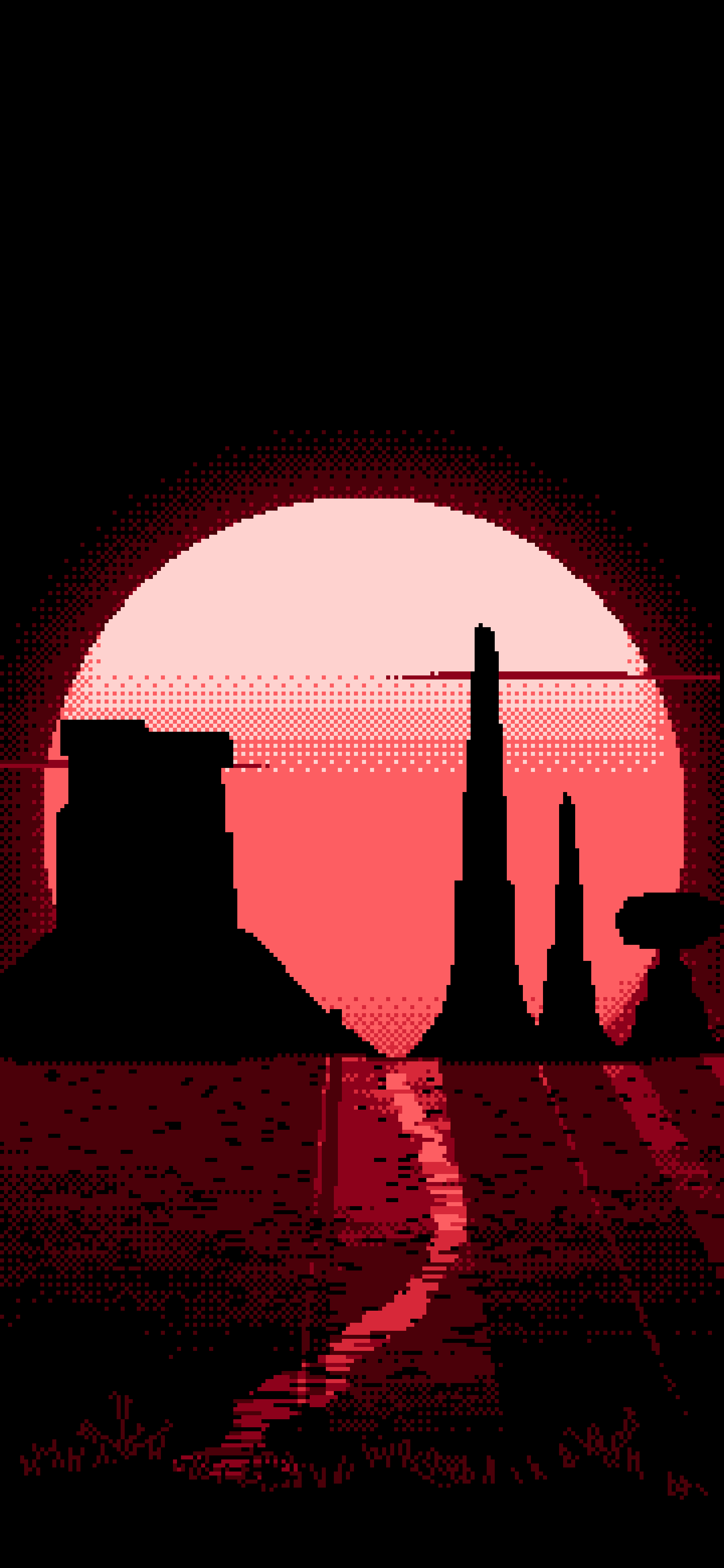 Red Pixel Art Western Desert Buttes wallpaper for iPhone and Android