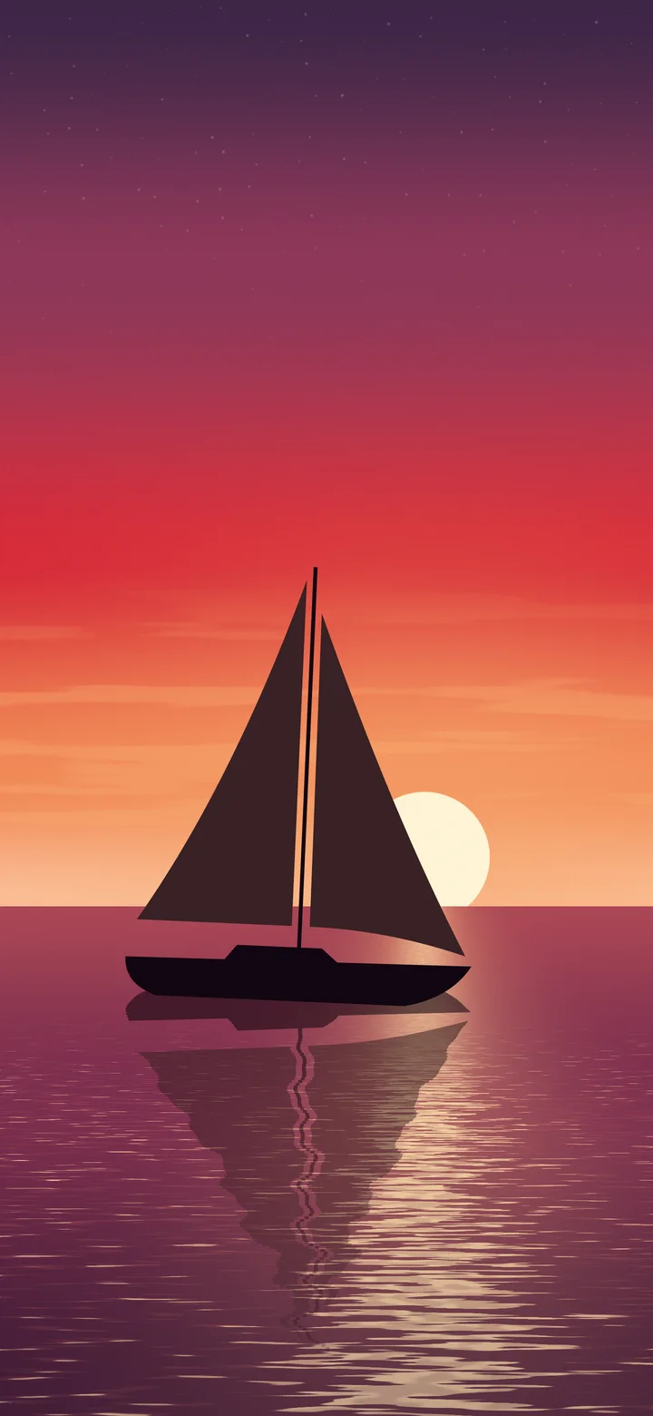 Red Sailboat Sunset wallpaper for iPhone and Android