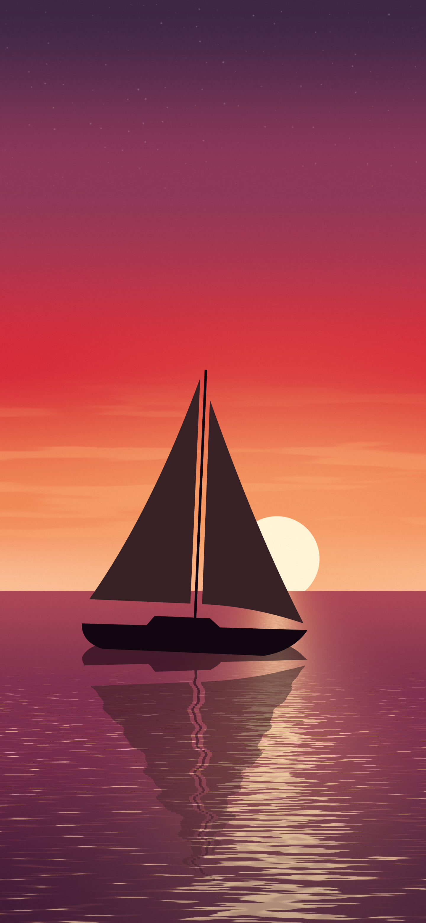 Red Sailboat Sunset wallpaper for iPhone and Android