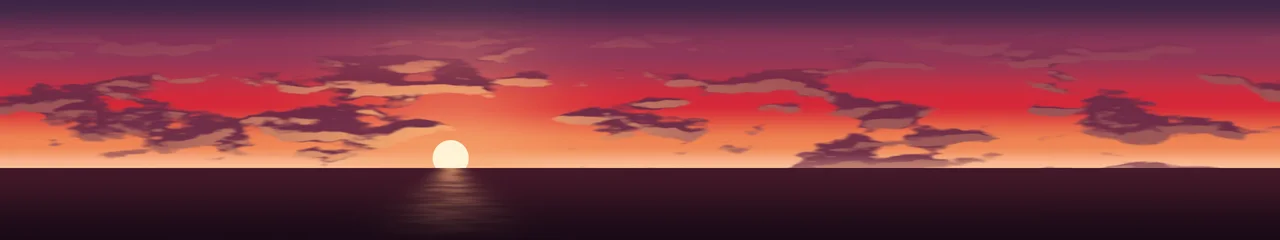 Red Sunset Sky triple monitor wallpaper, 7680 × 1440