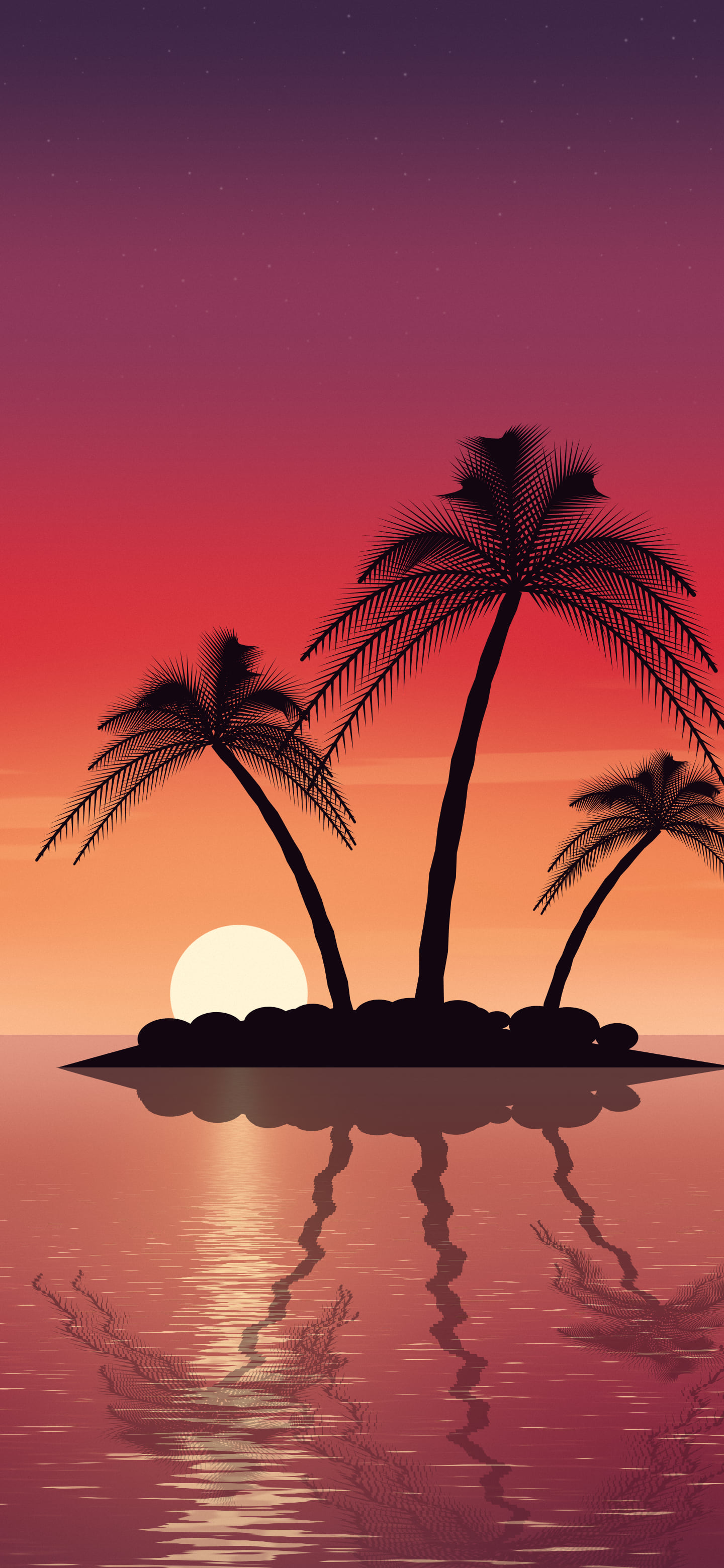 Red Tropical Island Sunset wallpaper for iPhone and Android