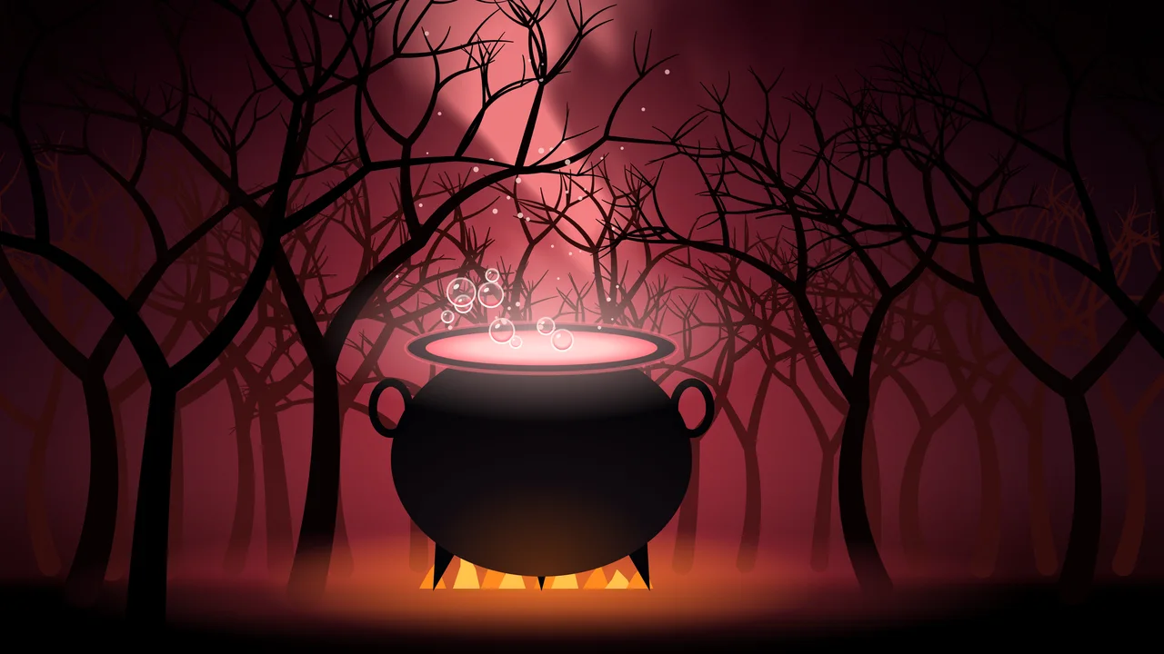 Red Witch Cauldron desktop wallpaper in 4K