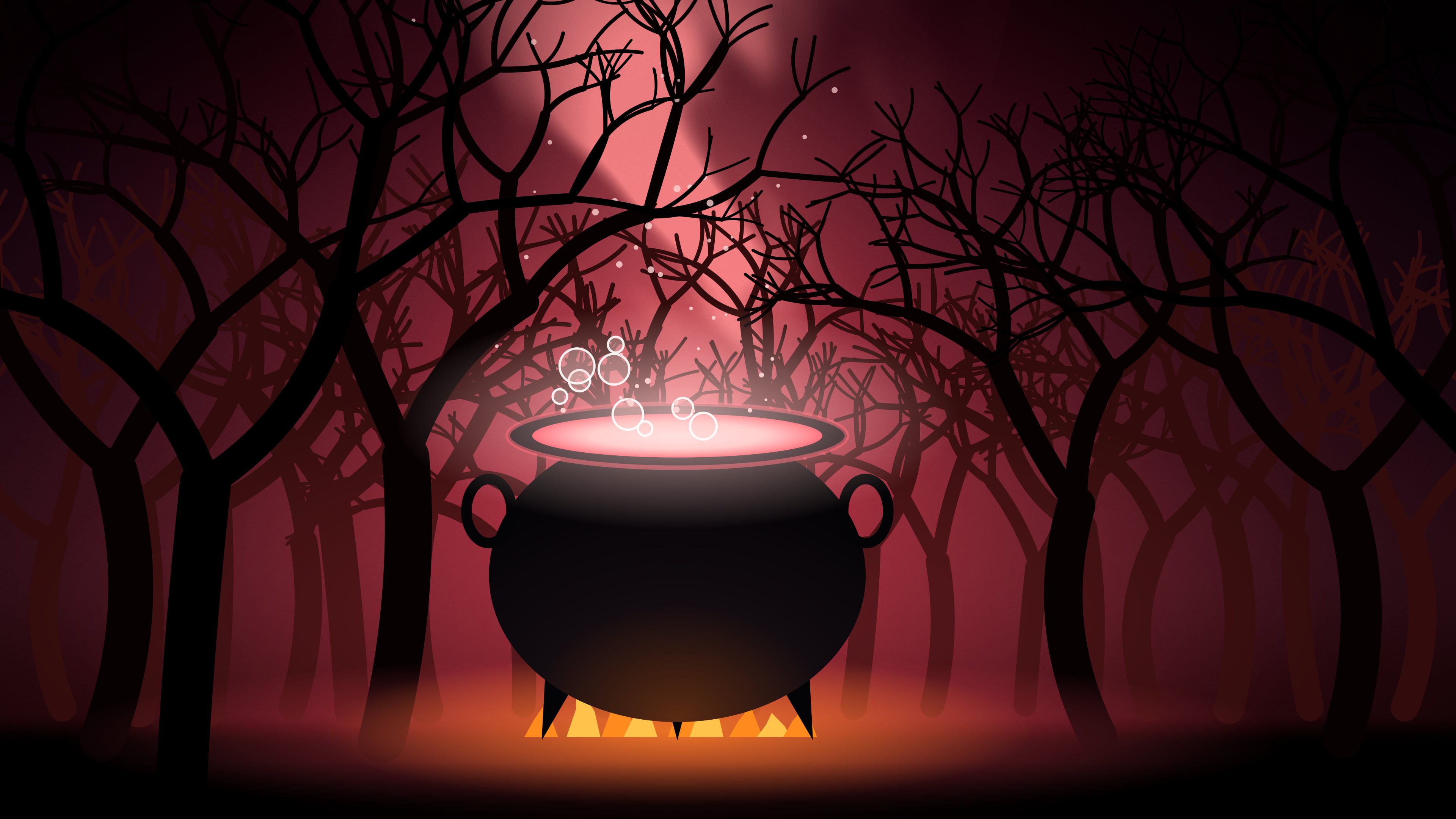 Red Witch Cauldron desktop wallpaper in 4K