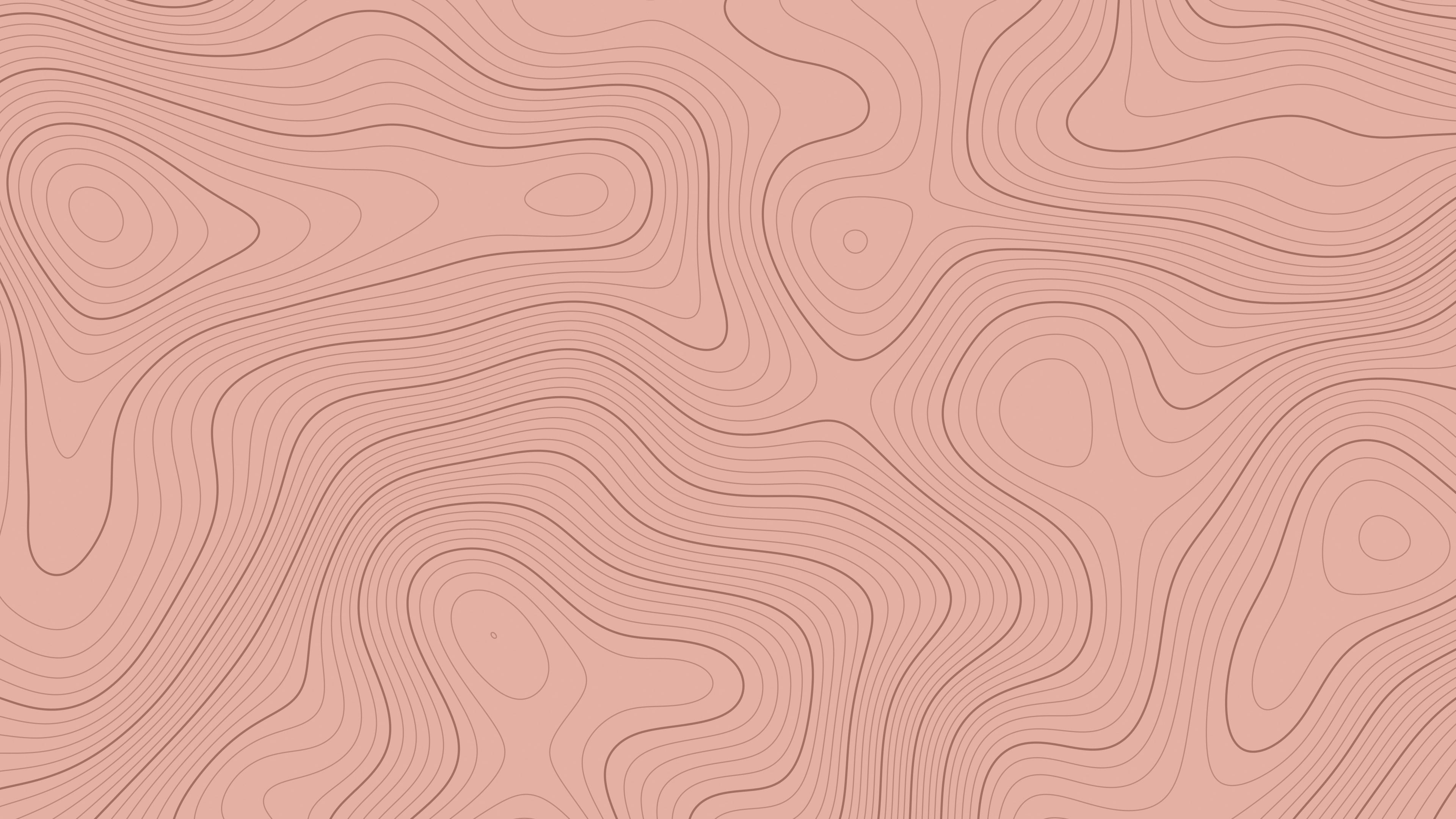 Rose Gold Topographic Line desktop wallpaper in 4K