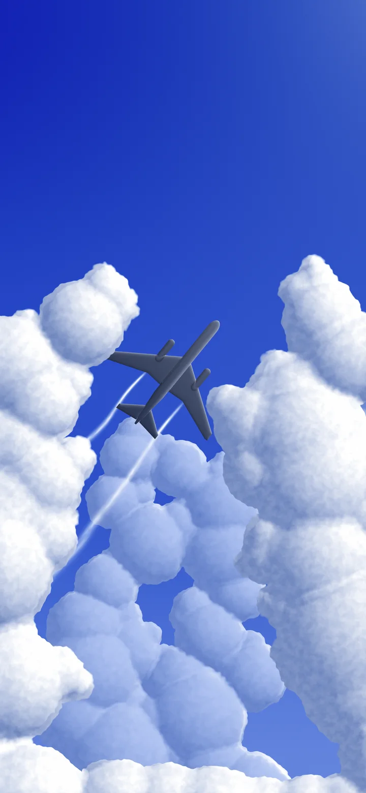 Royal Blue Airplane in the Clouds wallpaper for iPhone and Android