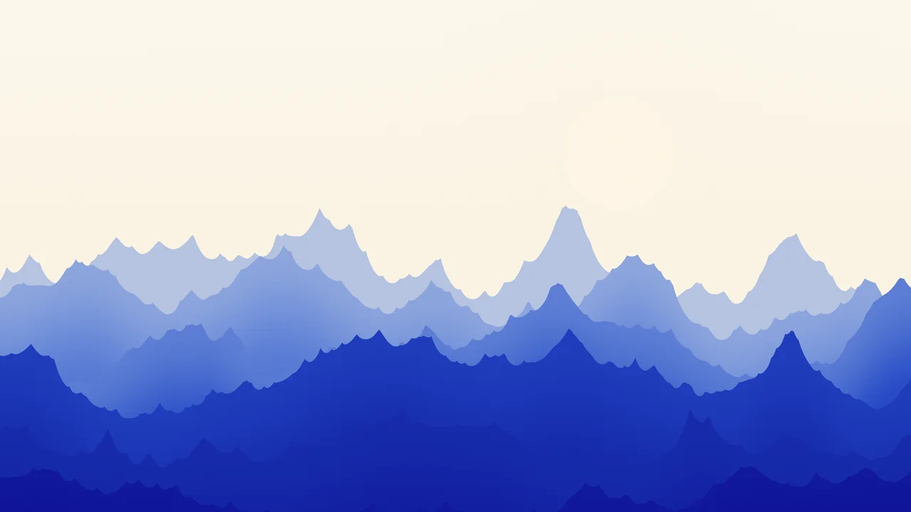 Royal Blue and Cream Minimalist Mountain Landscape desktop wallpaper in 4K