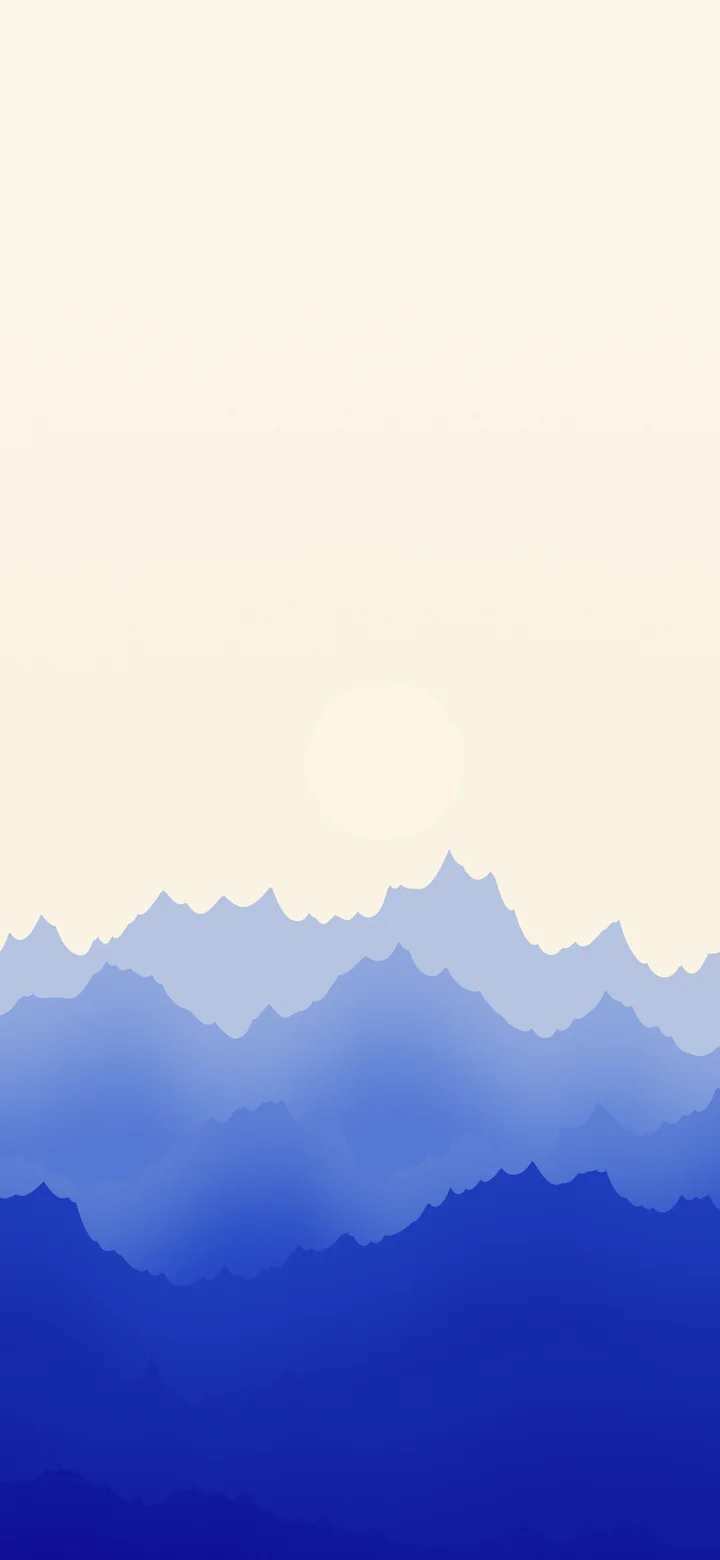 Royal Blue and Cream Minimalist Mountain Landscape wallpaper for iPhone and Android