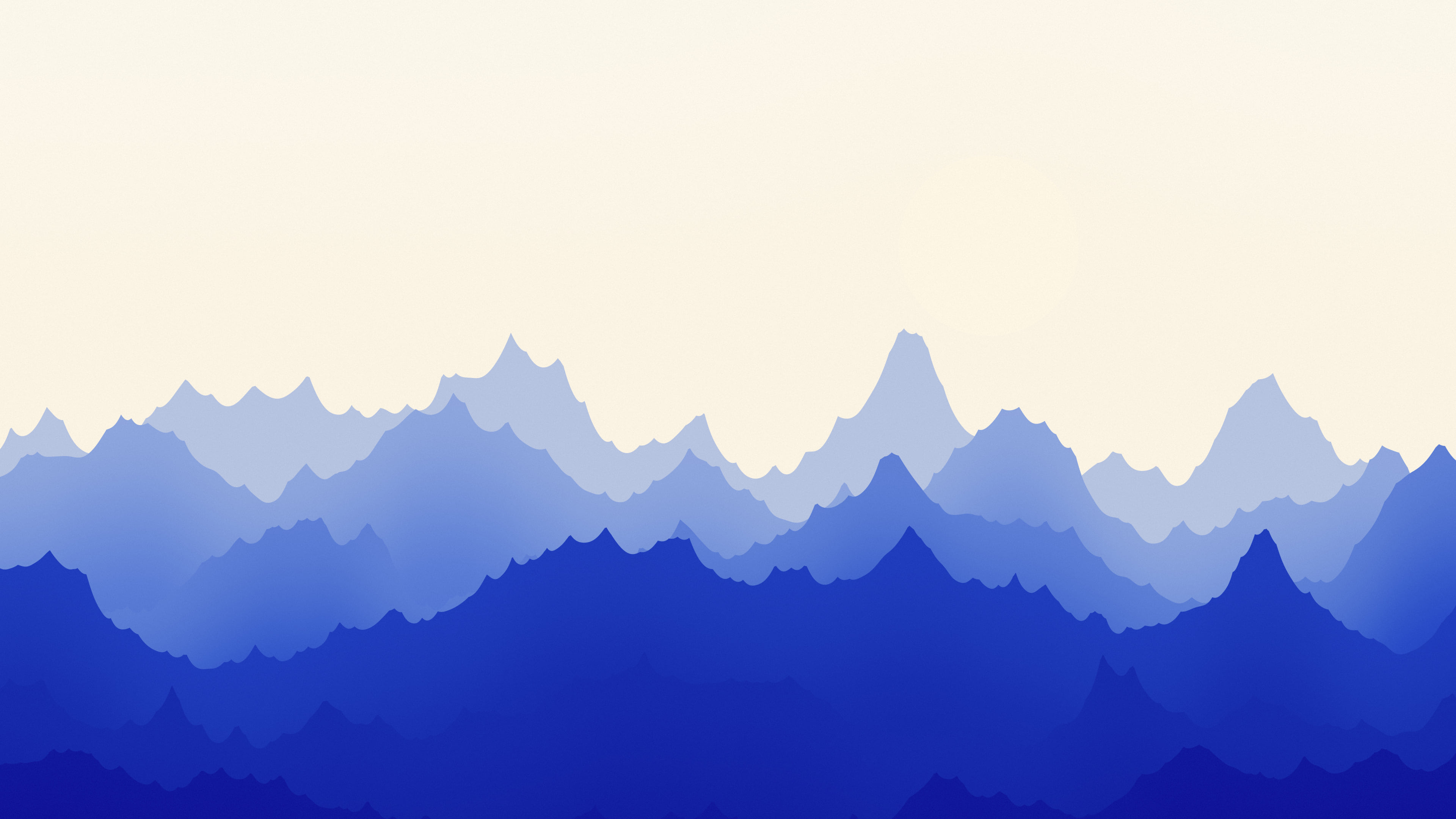Royal Blue and Cream Minimalist Mountain Landscape desktop wallpaper in 4K