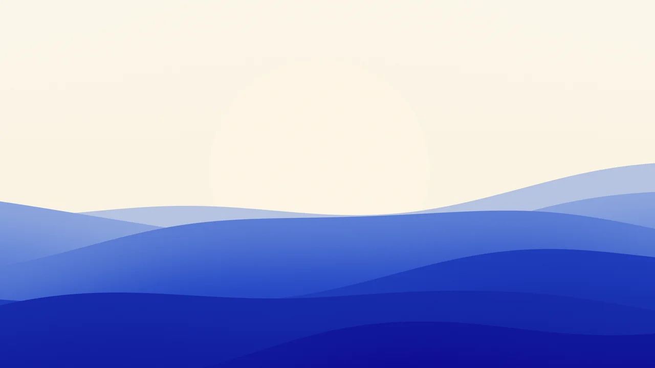 Royal Blue and Cream Minimalist Sunset Hills desktop wallpaper in 4K