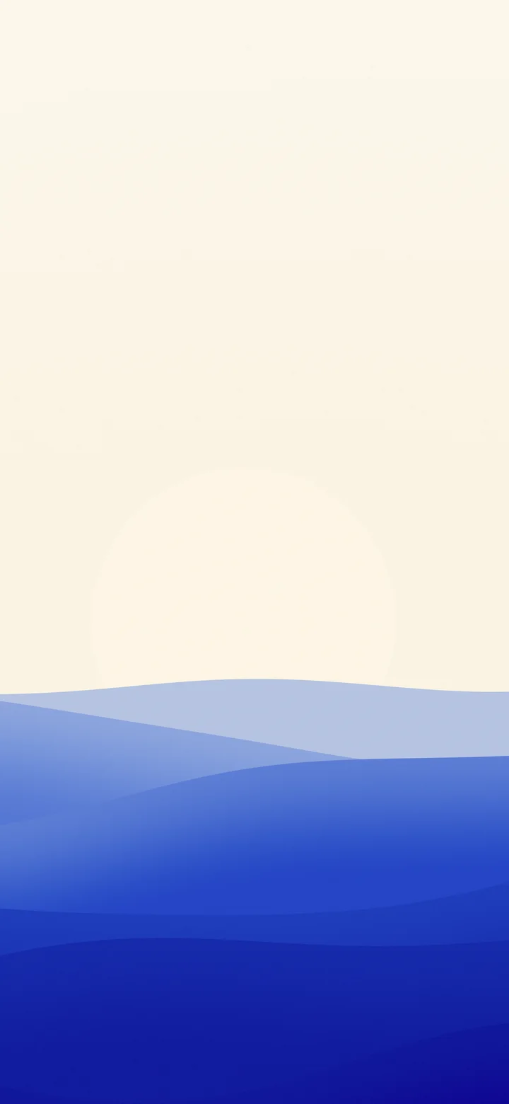 Royal Blue and Cream Minimalist Sunset Hills wallpaper for iPhone and Android