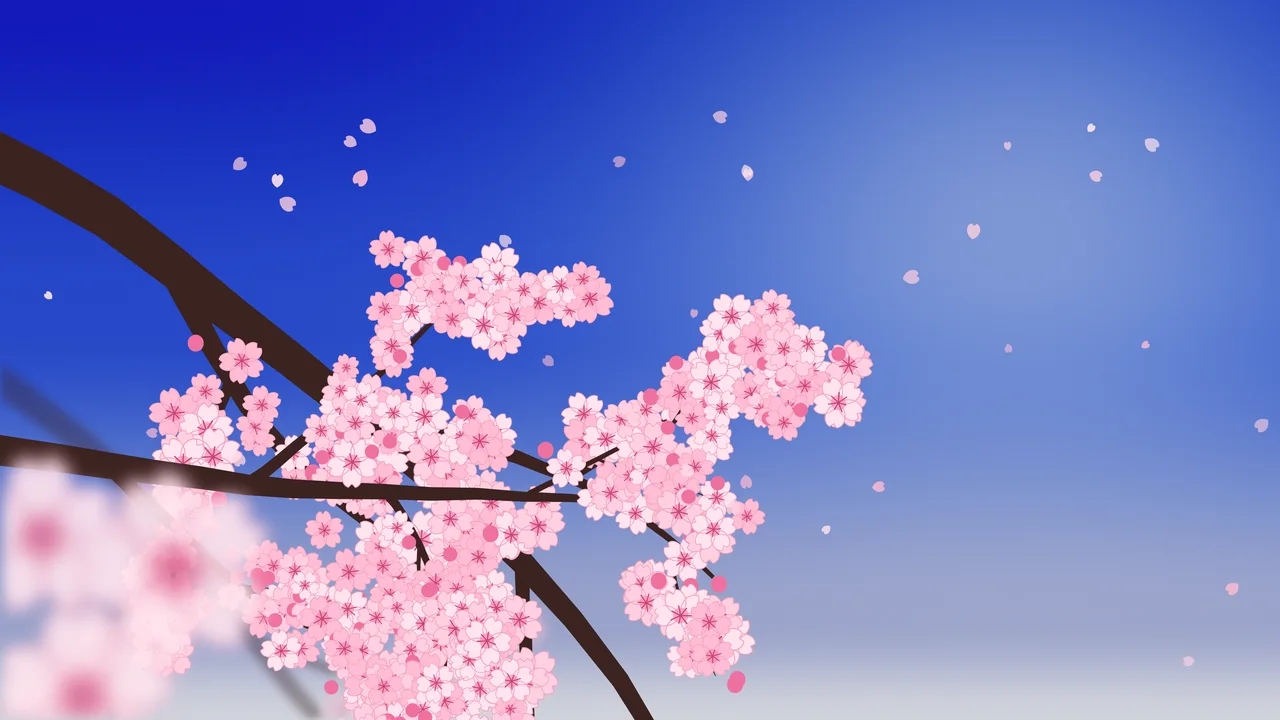 Royal Blue Cherry Blossom Branch desktop wallpaper in 4K
